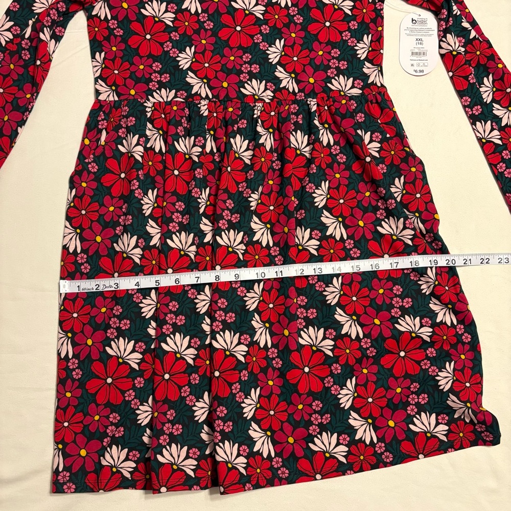 Time and Tru Teal Tiered Dress & Wonder Nation Red Floral Long-Sleeve Dress - Picture 11 of 16